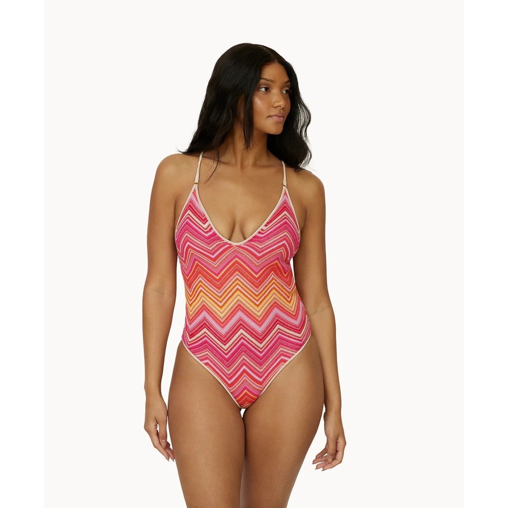 Pilyq PQ Margot Cayenne Chevron 1pc Swimsuit Large